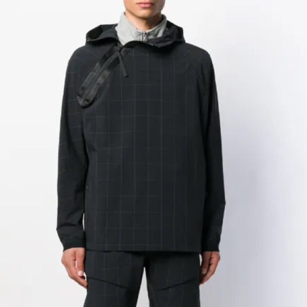 Nike Tech Pack Grid Anorak Pullover Black Hooded Jacket size Large